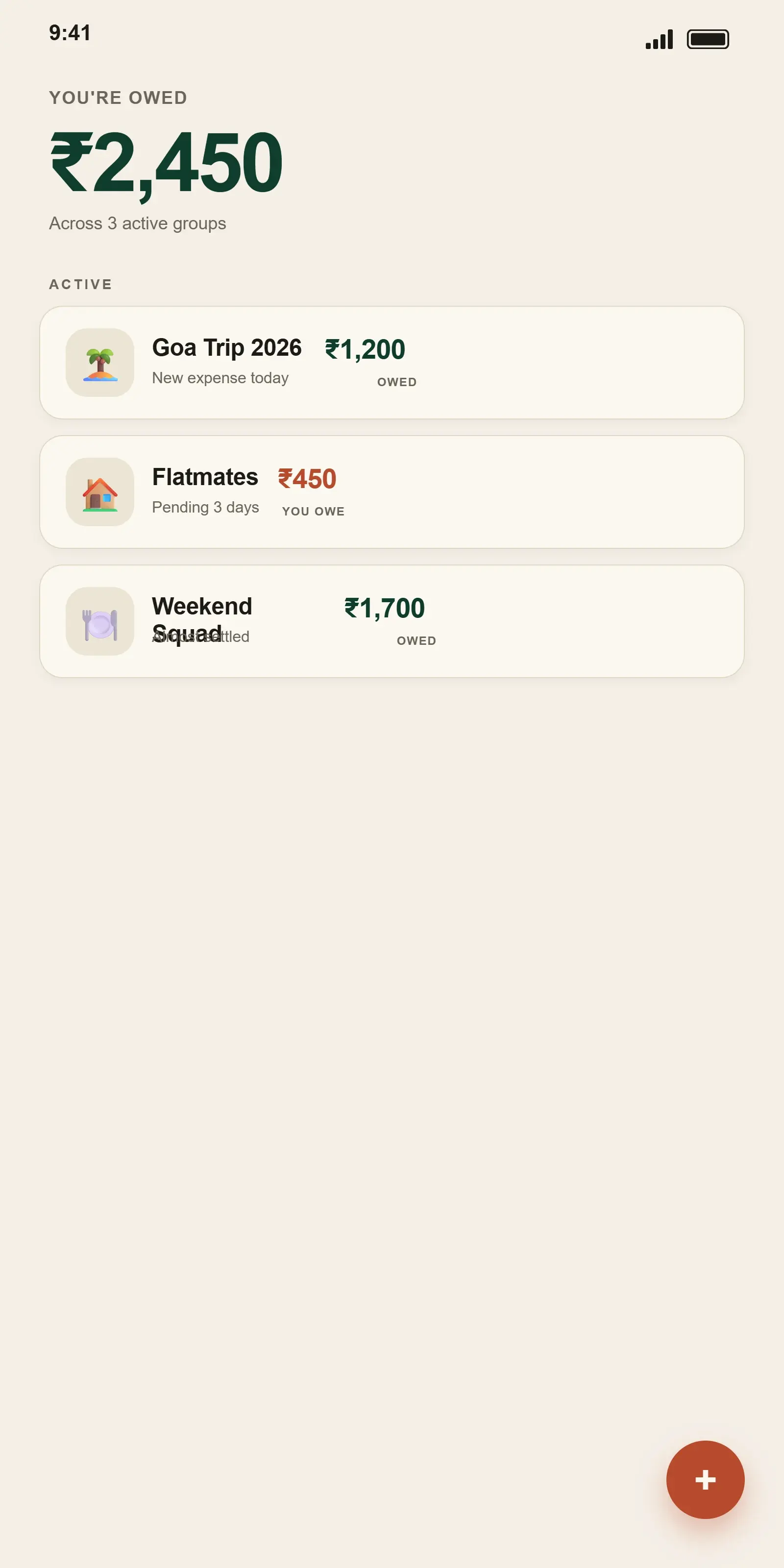 Pick a group type in The Hisaab