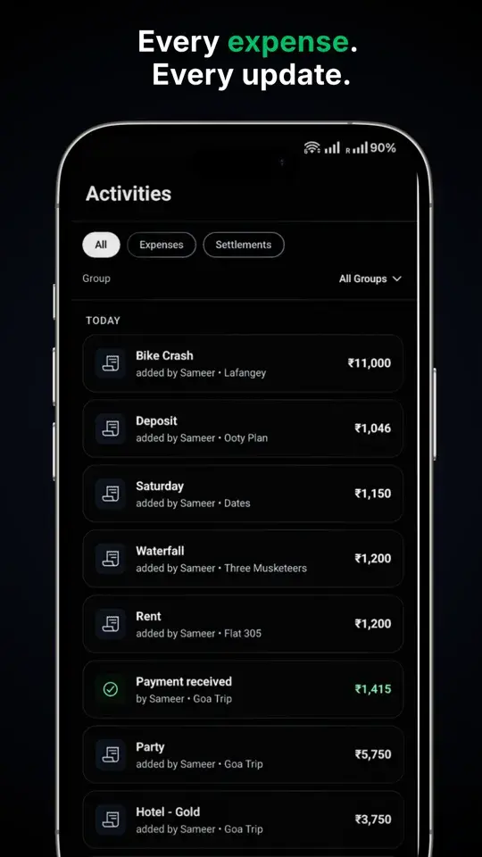 Roommate expense tracking in The Hisaab - track all shared bills